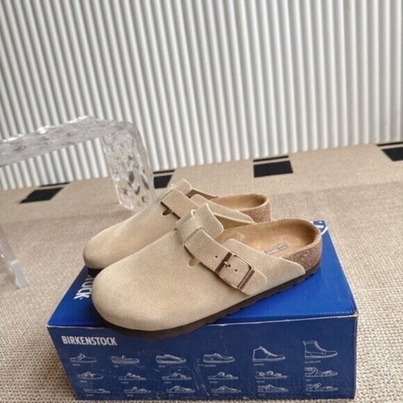 Birkenstock Boston taupe suede mule clogs - Picture 3 of 5